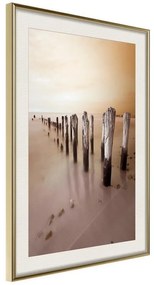 Poster  Breakwater in Sepia  Cornice Quadri Cornice d'oro con passe-partout, Larghezza x Altezza Home decor 20x30