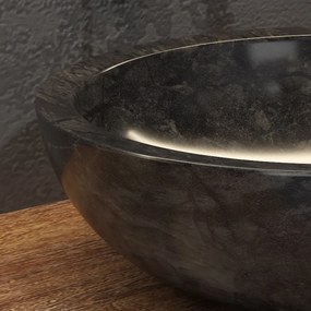 Lavabo bagno design da appoggio in marmo nero 40cm | Litos-EN40 - KAMALU