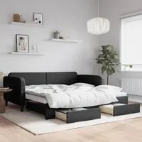 Divano Letto Estraibile con Cassetti Nero 100x200 cm in Tessutocod mxl 130629