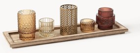 Set portacandele con vassoio in legno Elviena 6 pz