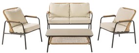 Salotto da giardino Etos NATERIAL in acciaio beige con cuscini in poliestere beige per 4 persone