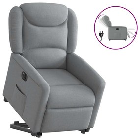 Poltrona Reclinante Alzapersona Elettrica Grigio Chiaro Tessuto /
