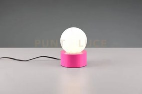 Countess lampada da tavolo base in metallo rosa con vetro bianco ac...