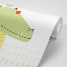 Carta da parati – Coccodrillo carino con piume
