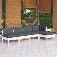 Set Divani da Giardino 5 pz con Cuscini Bianchi Legno di Pino 3096335