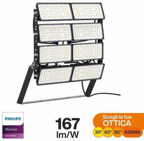 Faro Modulare LED 1.600W IP66 167lm/W No Flickering con driver Philips Colore Bianco Naturale 4.000K