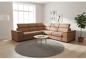 Divano angolare reversibile GRANADA trasformabile con contenitore, marrone