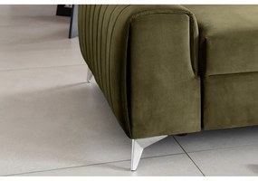 Divano color kaki allungabile e rivestimento in velluto 261 cm Laurence – ELTAP