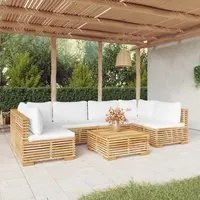 Set Divani da Giardino 7 pz con Cuscini Legno Massello di Teak 3100893