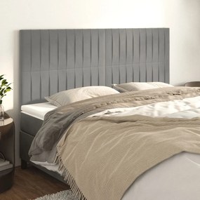 Testiera 4 Pz Grigio Chiaro 90x5x78/88 Cm İn Velluto /