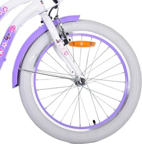 Bicicletta per Bambine 20" Stabilizzatori e Freni Vbrake con Cestino e Portabambola Viola...
