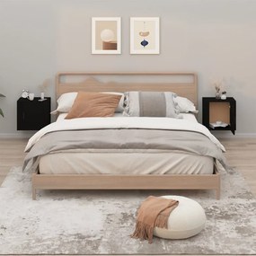 Comodini A Muro 2 Pz Nero 50x30x47 Cm /