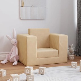 Divano Letto Per Bambini Crema İn Morbido Peluche /