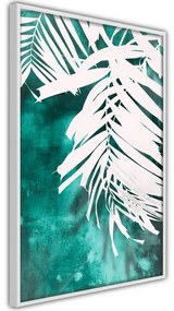 Poster White Palm on Teal Background
