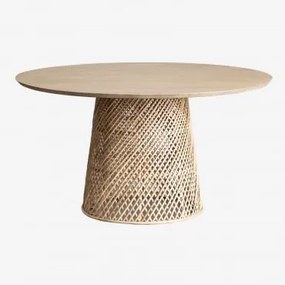Tavolo da pranzo rotondo in legno di mango e rattan (Ø140 cm) - Sklum