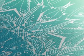 Quadro su tela – Mandala bianco su sfondo verde acqua