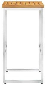 Sgabelli da bar 4 pz in legno massello di acacia e acciaio inox