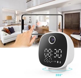 Solight 1D81- Telecamera intelligente con termometro, sveglia e luce LED 1296p Wi-Fi Tuya IP65