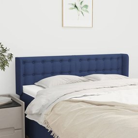 Testiera Ad Orecchio Blu 147x16x78/88cm İn Tessuto /