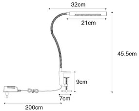 Lampada da tavolo a morsetto in acciaio con LED e dimmer touch - Lionard