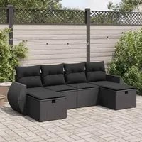 Set Divano da Giardino 6 pz con Cuscini Nero in Polyrattan 3325621