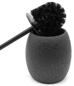 Portascopino in ceramica nero con manico in acciaio nero effetto glitter