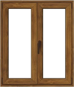 Finestra in PVC effetto legno rovere dorato L 100 x H 120 cm, 2 ante apertura a destra