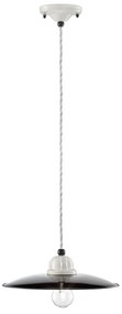 Lampadario Vintage B&W Metallo Smaltato Nero E Bianco 1 Luce E27 25Cm