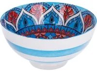 Ciotola Kaori ceramica a righe blu 15x15x8 cm con base