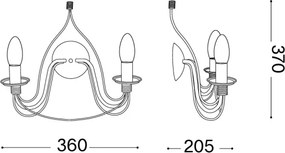 Ideal Lux - Lampada da parete CORTE 2xE14/40W/230V marrone/patina