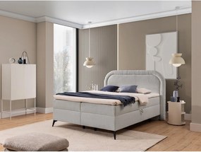 Letto boxspring grigio chiaro con contenitore 200x200 cm Ornes – Ropez