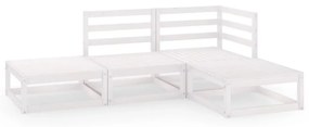 Set Divani da Giardino 4 pz Bianco in Legno Massello di Pino