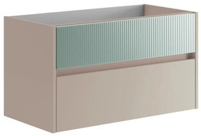 Mobile da bagno sotto lavabo Niwa beige laccato opaco L 89.5 x H 50 x P 45.5 cm 2 cassetti, lavabo non incluso