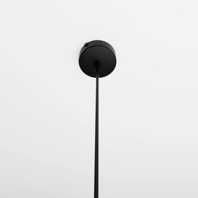 Sospensione 1 Luce Fuxi In Acciaio Nero E Vetro Fumè