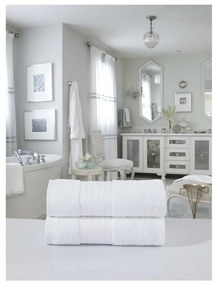 Asciugamani bianchi in spugna di cotone in set da 2 70x140 cm - Good Morning