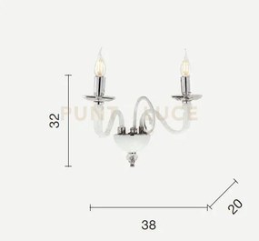 Applique debussy 2 luci fume' cromo attacco e14 l.38cm