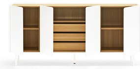 Cassettiera bassa in rovere decorata in bianco e naturale 165x78 cm Arista - Teulat