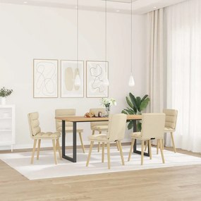 Sedie Da Pranzo 6 Pz Crema İn Tessuto /