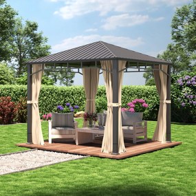 TOOLPORT Gazebo da giardino Hardtop Sunset Superior, crema, 3x3 m - (301348)