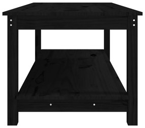 Tavolino da Salotto Nero 110x55x45 cm Legno Massello di Pino