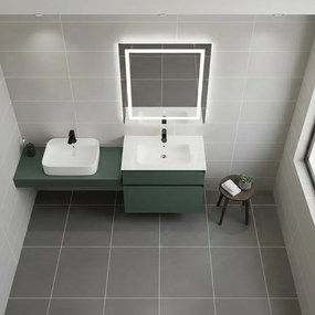 Mobile da bagno sospeso sotto lavabo L 59.5 x H 60 x P 45.5 cm verde opaco, 2 cassetti Fusion