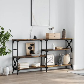 Tavolo Consolle Rovere Fumo 150x29x76,5 Cm İn Legno Multistrato /