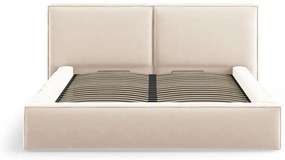 Letto matrimoniale imbottito color crema in velluto con contenitore con rete inclusa 200x200 cm Arendal – Cosmopolitan Design