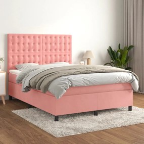 Giroletto A Molle Con Materasso Rosa 140x190 Cm İn Velluto /
