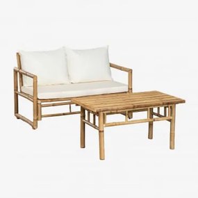Set da giardino con divano a 2 posti e tavolino da caffè (90x50 - Sklum
