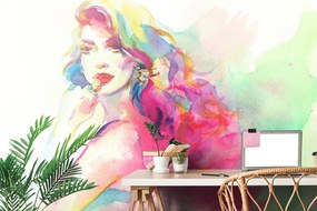 Carta da parati – Ritratto femminile ad acquerello