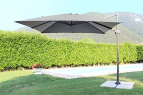 Ombrellone da Giardino Newton Decentrato 3x3 m in Alluminio Nero Telo Grigio...