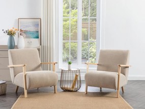 Poltrona in Tessuto Beige e Legno - JULOMO