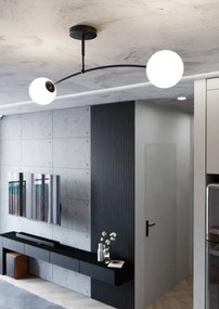 Lampadario a Sospensione in Acciaio e Vetro PREGOS 2 Nero/Bianco 2xE14