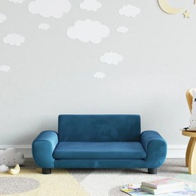 Divano Per Bambini Blu 70x45x33 Cm İn Velluto /